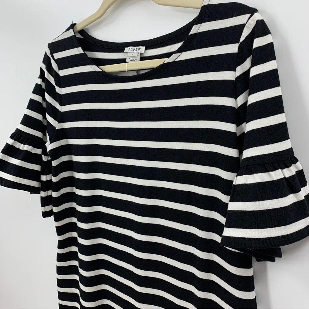 J. Crew Ruffle Sleeve Striped Shift Dress Sz S - Picture 4 of 12